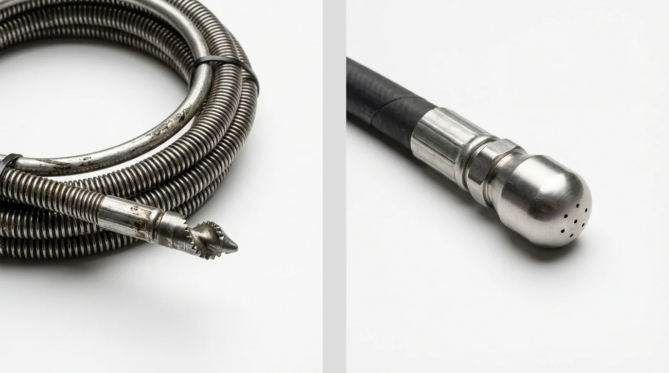Drain snake cable and hydro jetting nozzle used for drain cleaning in Oneida, WI