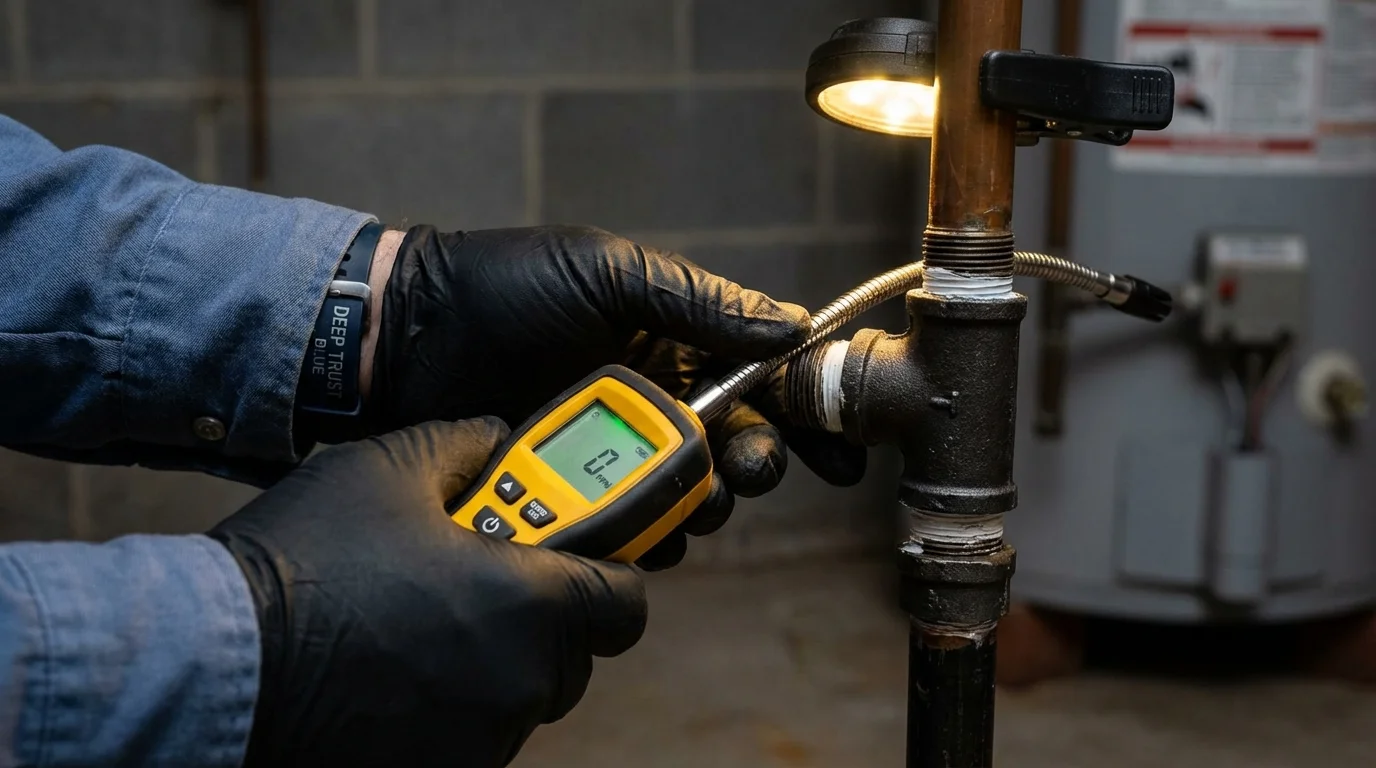 Gas leak detection with electronic sniffer by Johns Plumbing LLC in Oneida