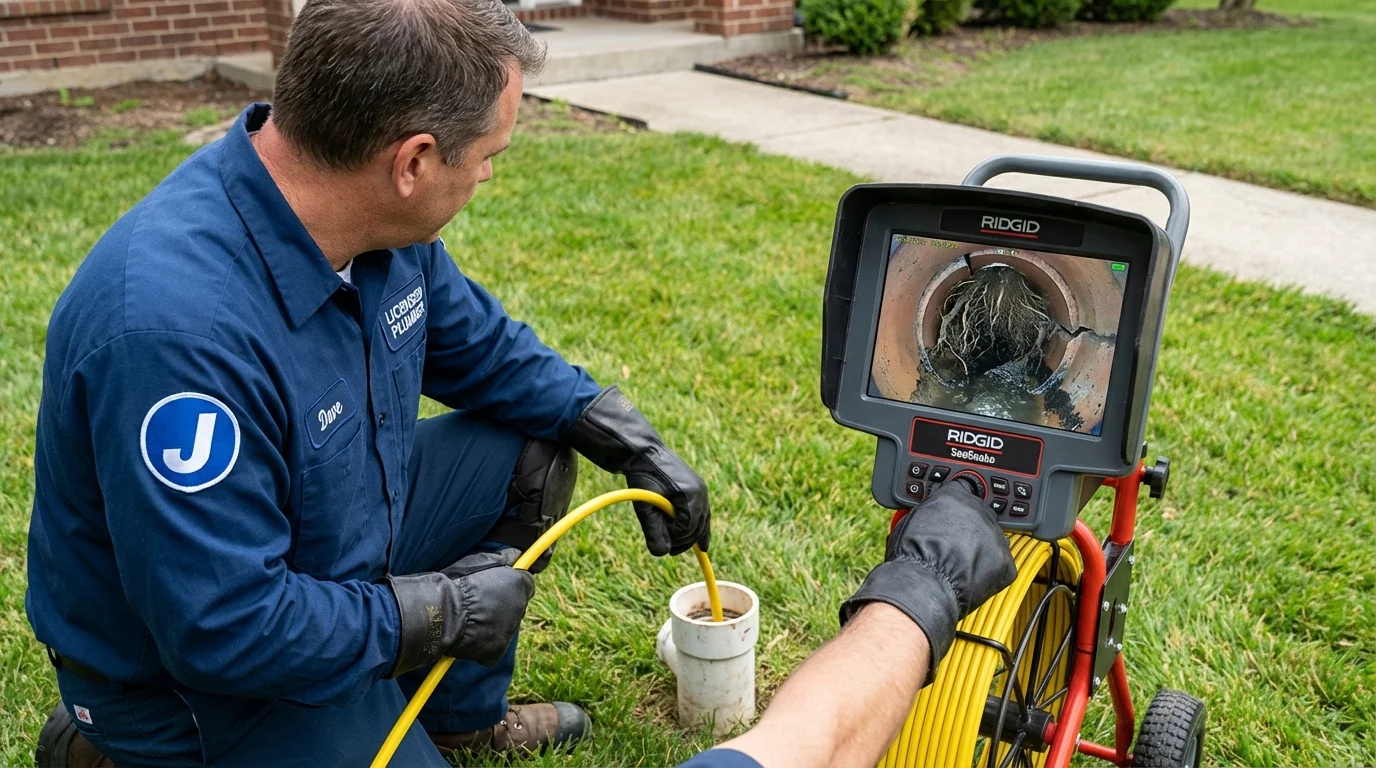 Sewer camera inspection being performed by Johns Plumbing LLC in Oneida